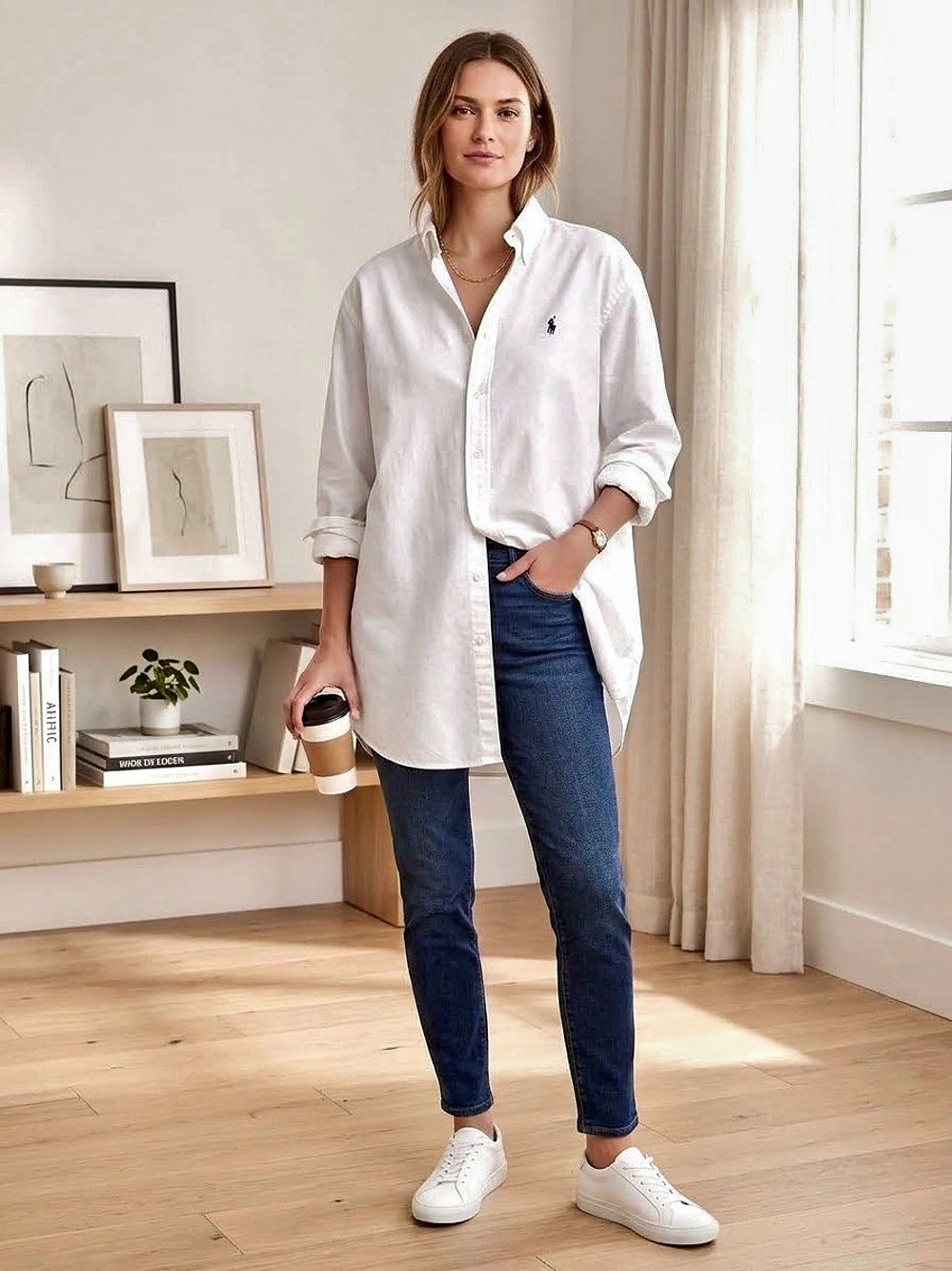 Polo Ralph Lauren Classic White Cotton Button-Down Shirt Oversized Boyfriend